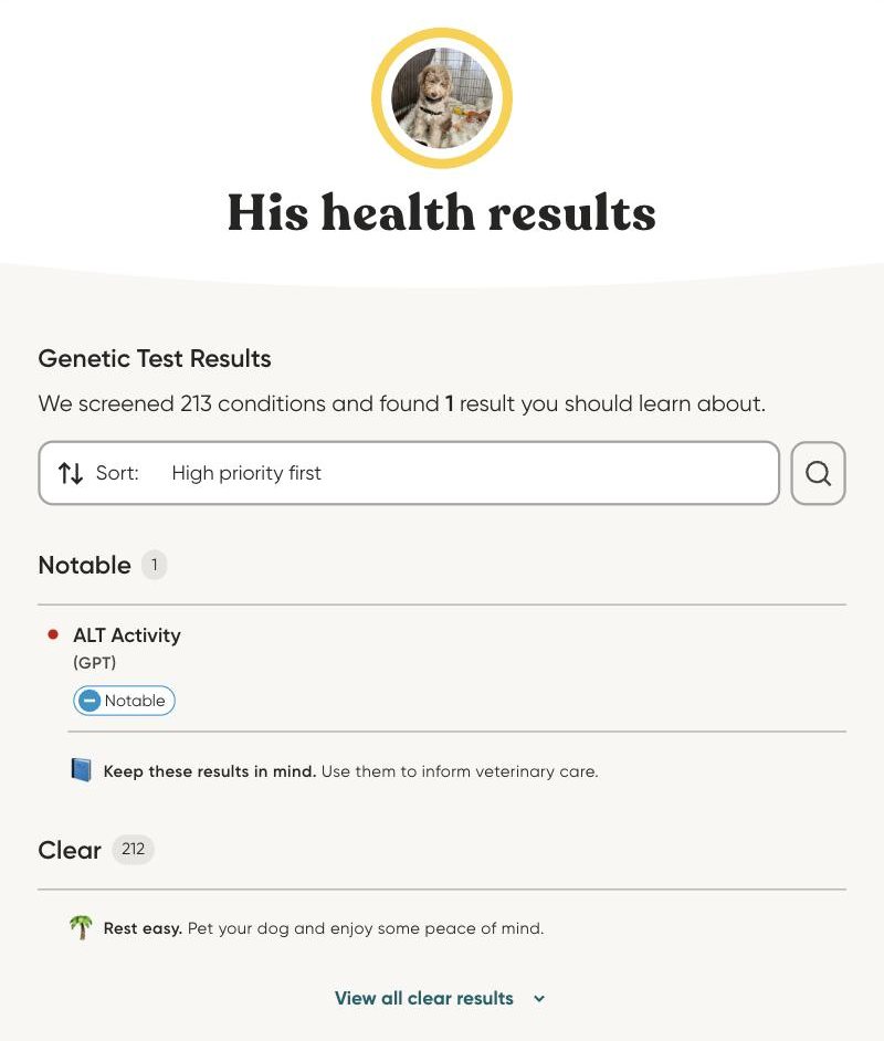 Merlin's Embark genetic health results